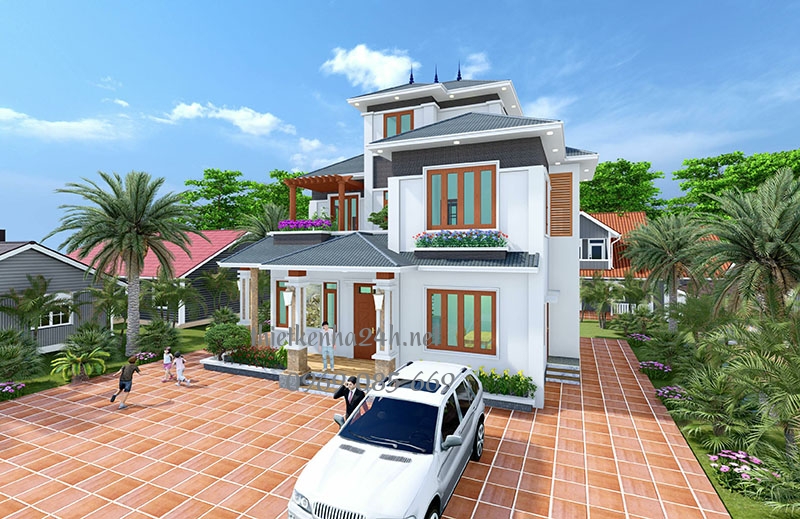 Mẫu thiết kế biệt thự hiện đại 2 tầng sang trọng