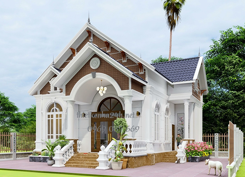 Thiết kế nh&agrave; cao v&agrave; tho&aacute;ng với nền m&oacute;ng được ốp gạch