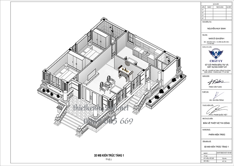 Mặt bằng 3D mẫu nh&agrave; cấp 4&nbsp;