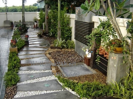 Sân vườn tiểu cảnh bằng sỏi đá hợp phong thuỷ 