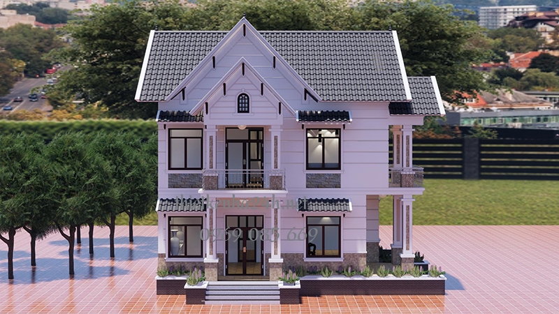 Thiết kế 2 mặt tiền c&acirc;n đối với m&agrave;u sắc nh&atilde; nhặn&nbsp;