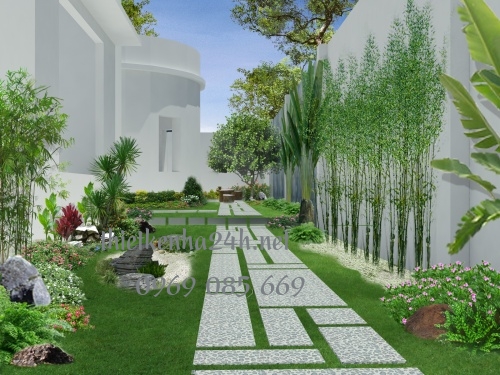 Thiết kế sân vườn biệt thự đẹp hợp phong thuỷ 
