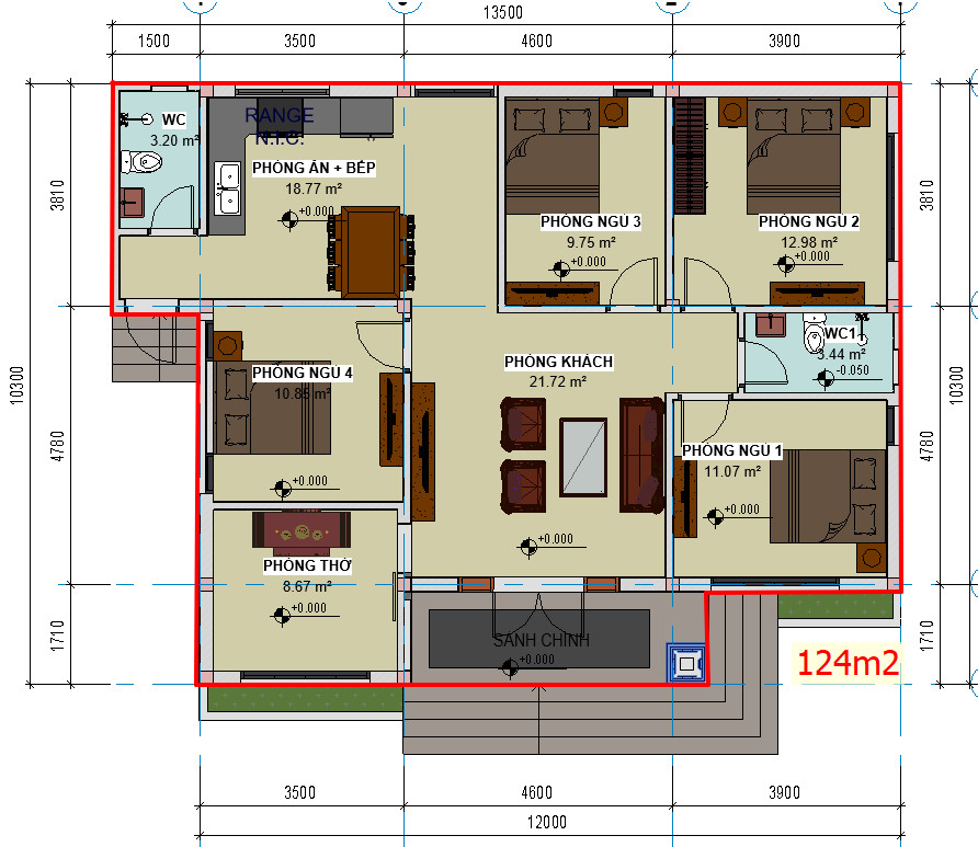 C&ocirc;ng năng mẫu nh&agrave; cấp 4 4 ph&ograve;ng ngủ&nbsp;