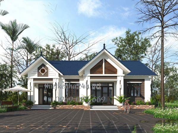 Chú ý đến sân vườn của nhà 1 tầng có 4 phòng ngủ 