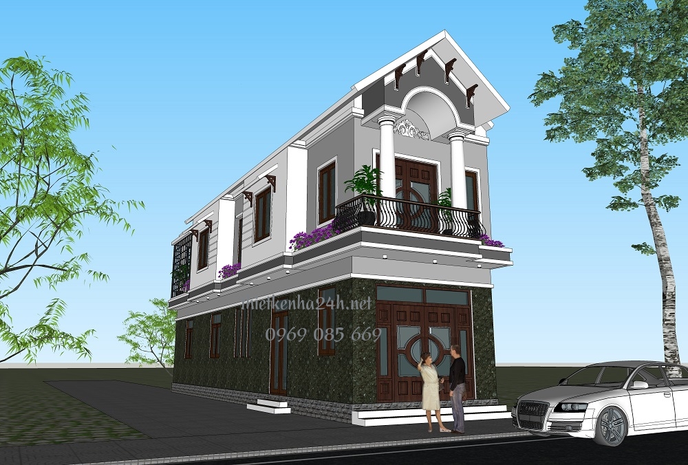 Thiết kế kiến trúc của nhà ống 2 tầng mái thái 