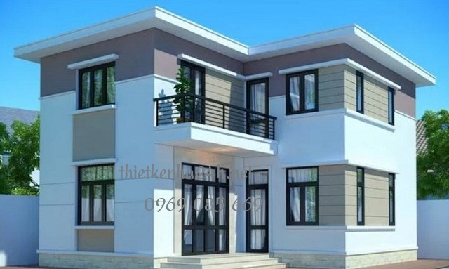 Nhà vuông đơn giản mái bằng 