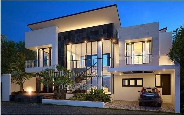 biệt thự 2 tầng kiến tr&uacute;c hiện đại