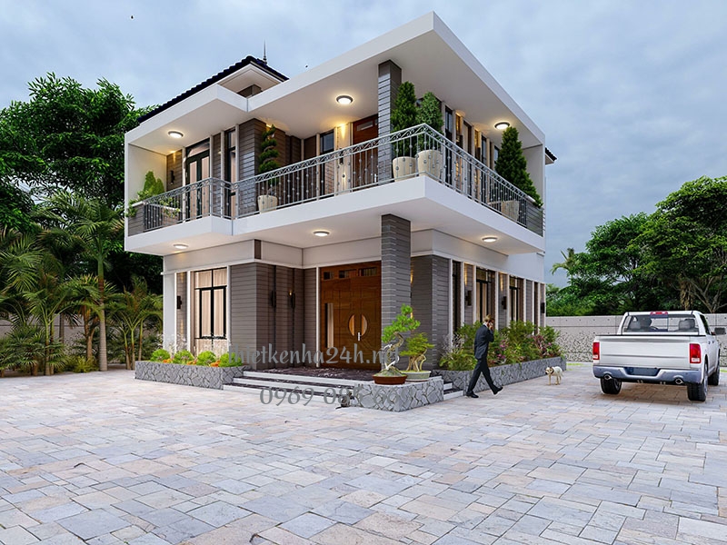 Thiết kế mặt tiền đơn giản nhưng vẫn rất ấn tượng