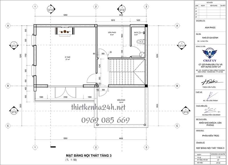 Bố trí công năng và mặt bằng tầng 3