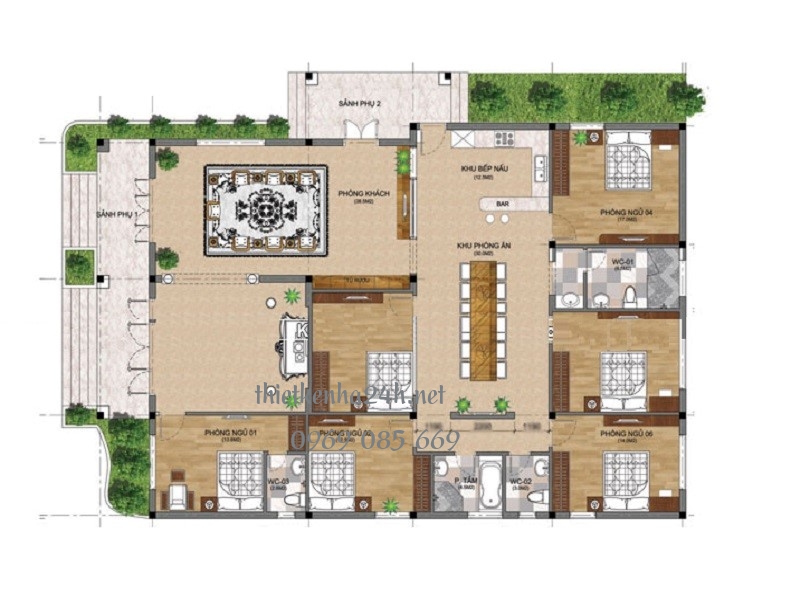 mặt bằng kiến tr&uacute;c nh&agrave; biệt thự cấp 4 đẹp