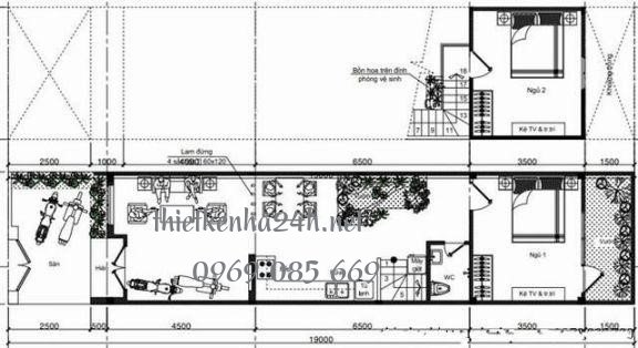 mặt bằng kiến tr&uacute;c tầng trệt