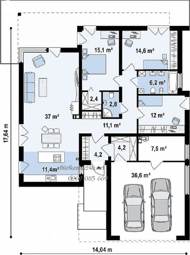 mặt bằng kiến tr&uacute;c nh&agrave; cấp 4