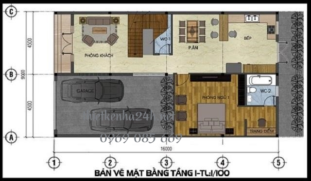 mặt bằng kiến tr&uacute;c tầng 1