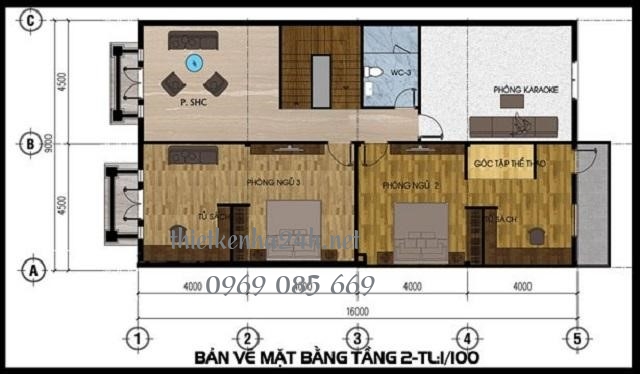 mặt bằng kiến tr&uacute;c tầng 2