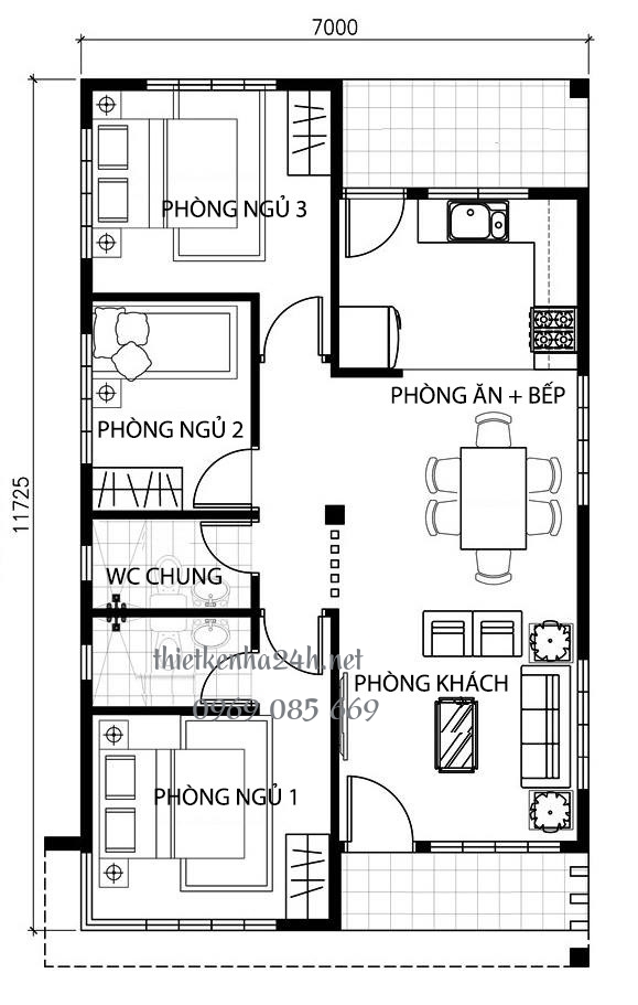 Bản vẽ mặt bằng nhà ống cấp 4