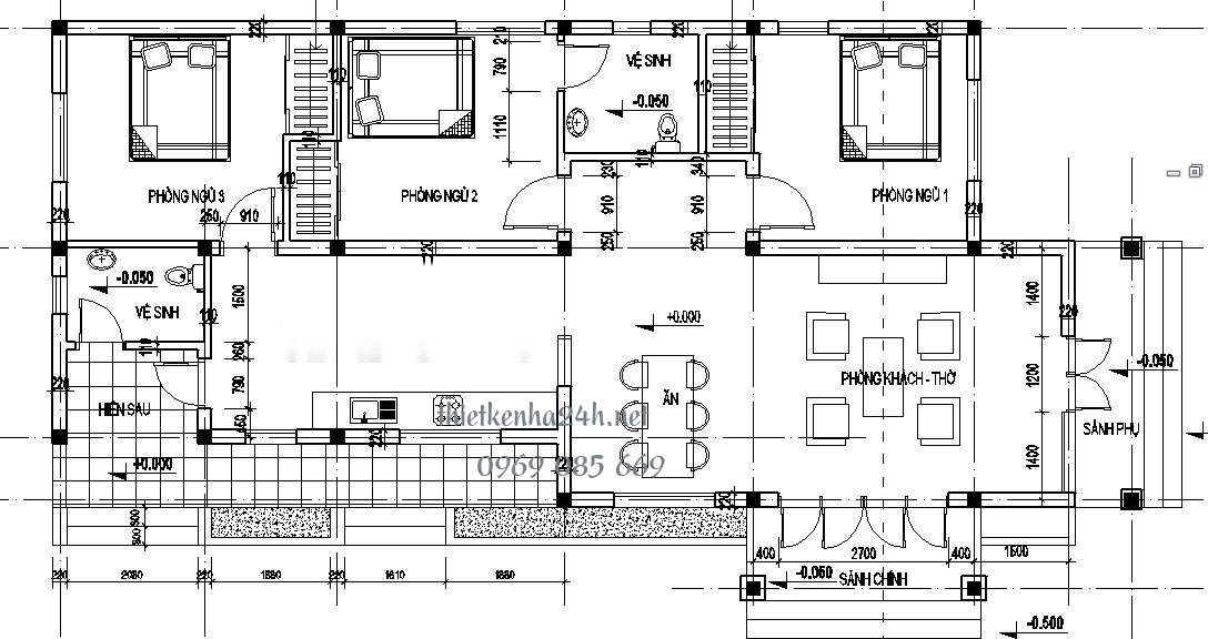 Bản vẽ mặt bằng nhà cấp 4 có diện tích 120m2 