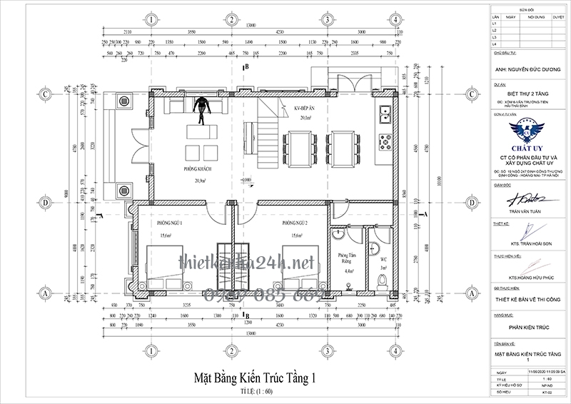 C&ocirc;ng năng tầng 1 biệt thự 2 tầng 5 ph&ograve;ng ngủ 