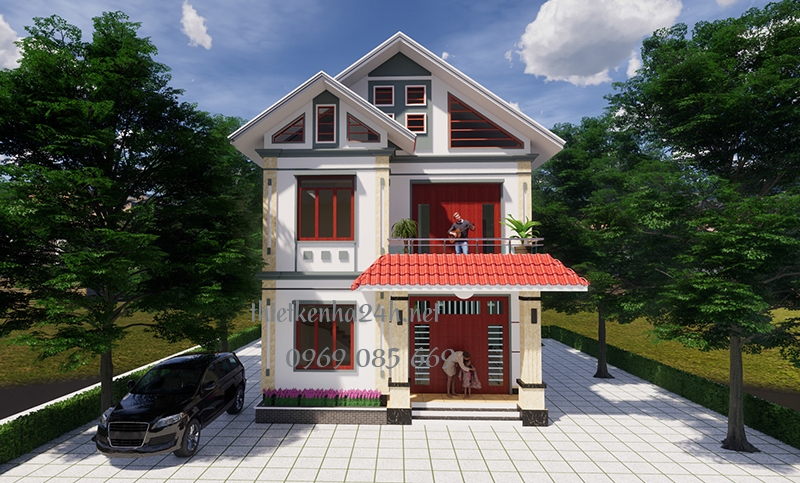 Mặt tiền nh&agrave; với m&agrave;u sơn trắng sang trọng, nh&atilde; nhặn