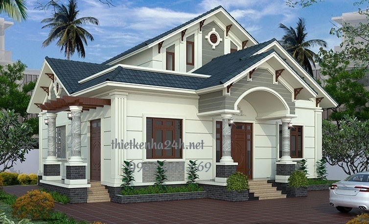 Mẫu nh&agrave; cấp 4 c&oacute; g&aacute;c lửng đẹp
