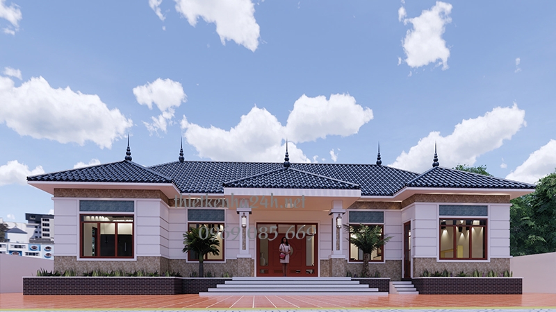 Mẫu nh&agrave; cấp 4 m&aacute;i th&aacute;i khang trang 