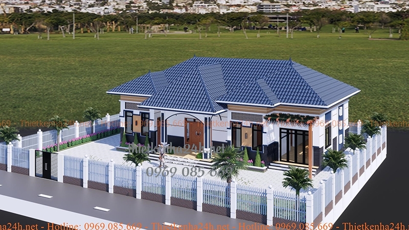 Nh&agrave; cấp 4 được thiết kế với s&acirc;n vườn rộng r&atilde;i, khang trang