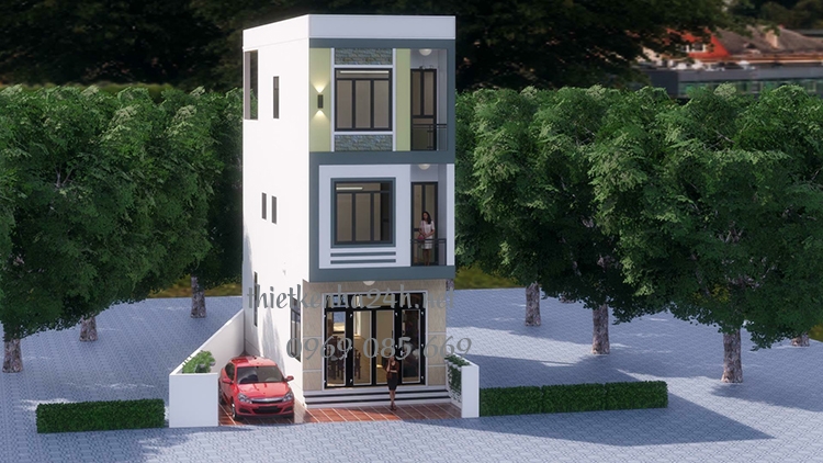 Mẫu nh&agrave; ống 3 tầng với m&agrave;u sắc trang nh&atilde;, đơn giản&nbsp;