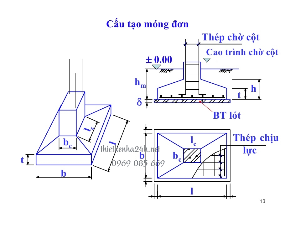 Móng đơn được xây dựng ở những công trình có trọng tải nhỏ