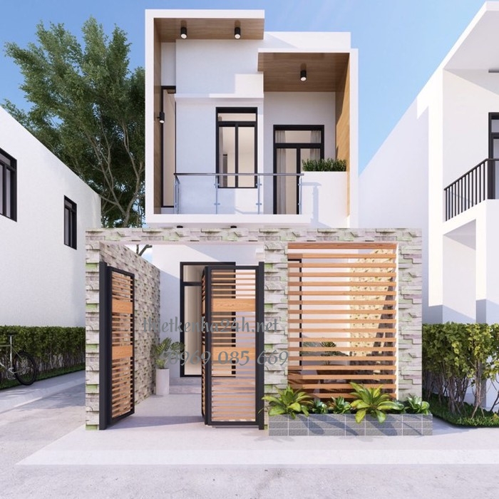 Một thiết kế nhà 2 tầng mái bằng khá quen thuộc với chúng ta 