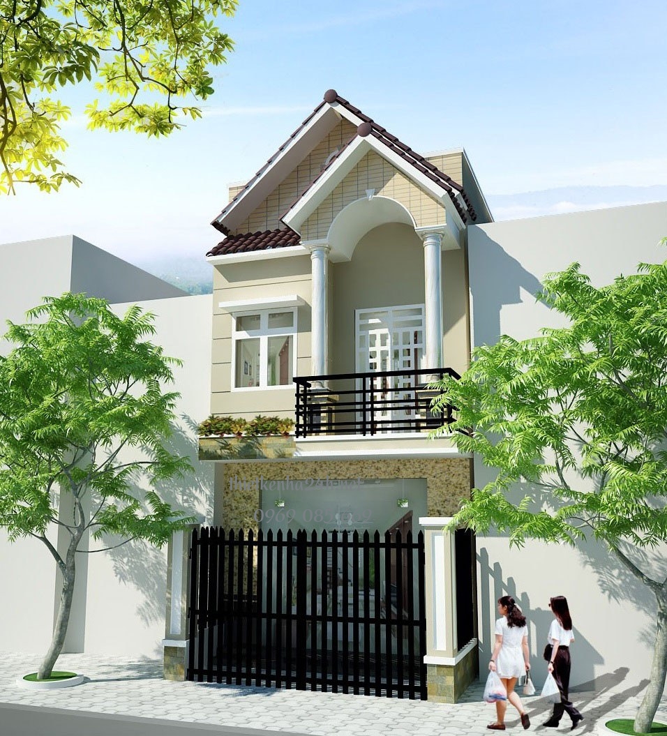 Mẫu thiết kế nhà 2 tầng đẹp mái thái hiện đại 