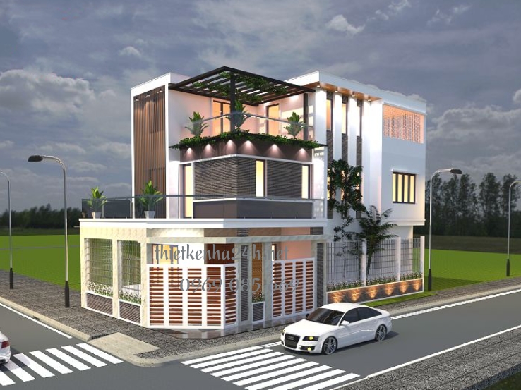 Thiết kế nhà 2 tầng có 2 mặt tiền đẹp