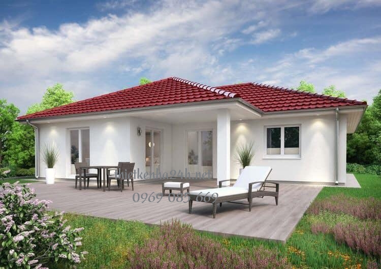 Nhà cấp 4 có thiết kiến sân vườn thoáng đãng 