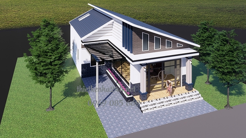 Thiết kế nh&agrave; cấp 4 m&aacute;i lệch độc đ&aacute;o