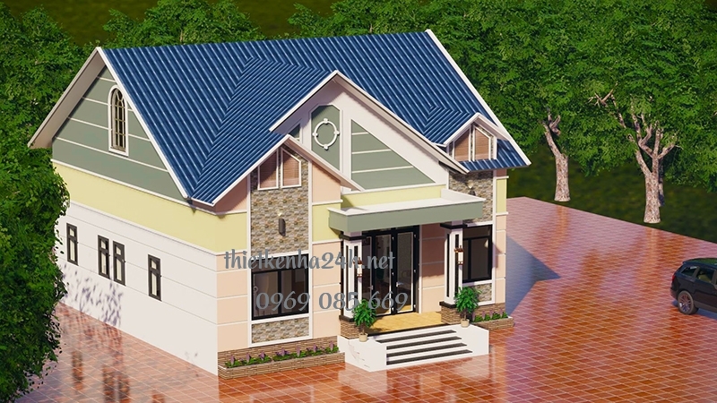 Thiết kế nh&agrave; cấp 4 với m&aacute;i th&aacute;i c&oacute; độ dốc cao