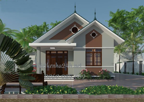 Thiết kế nhà vườn mái thái đơn giản 