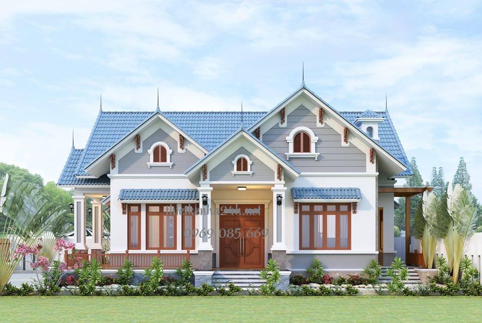 Mẫu thiết kế nhà vườn 1 tầng sang trọng, rộng rãi phù hợp cho những gia đình có quỹ đất rộng rãi 