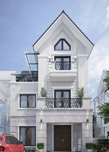 Mẫu nhà phố 3 tầng mái thái với sự nhẹ nhàng, gần gũi với màu sắc