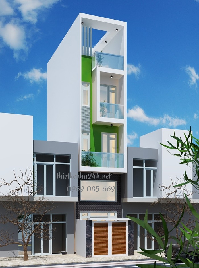 Mẫu nhà thoáng mát, hiện đại với nhiều cửa sổ kính cường lực