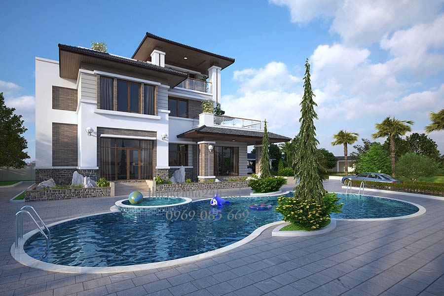 Mẫu biệt thự có hồ bơi đẹp như tranh 