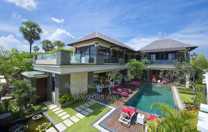 Mẫu biệt thự nhà vườn 2 tầng có cả bể bơi 