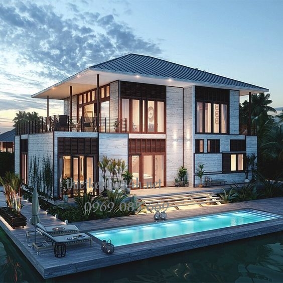 Mẫu biệt thự 2 tầng đơn giản, sang trọng