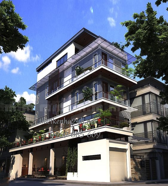 Mẫu nhà phố 2 mặt tiền kết hợp với không gian kinh doanh lãng mạn 