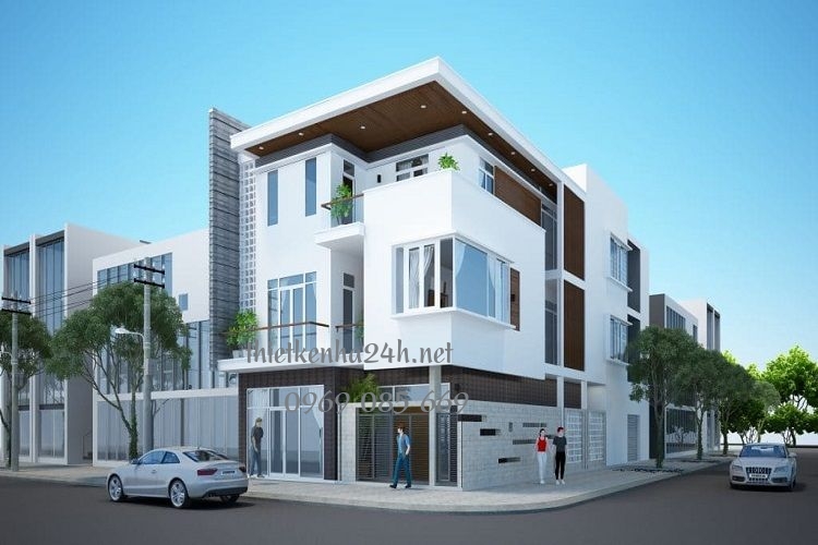 Thiết kế nhà phố 3 tầng 2 mặt tiền theo phong cách hiện đại đẹp 