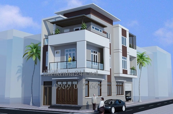 Tham khảo mẫu nhà 2 mặt tiền sát đường với cửa chính bằng gỗ chắc chắn 