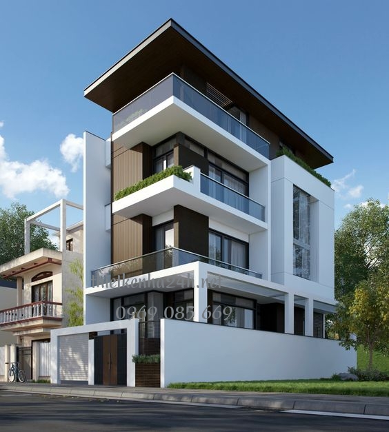 Mẫu thiết kế với sự kết hợp giữa tone màu sáng và mảng tường tối khá ấn tượng và đẹp mắt 