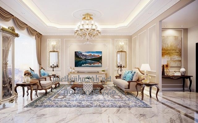 thiết kế ph&ograve;ng kh&aacute;ch sang trọng