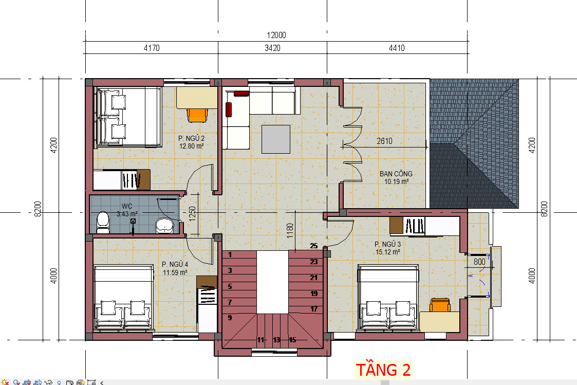 Bố tr&iacute; c&ocirc;ng năng tầng 2