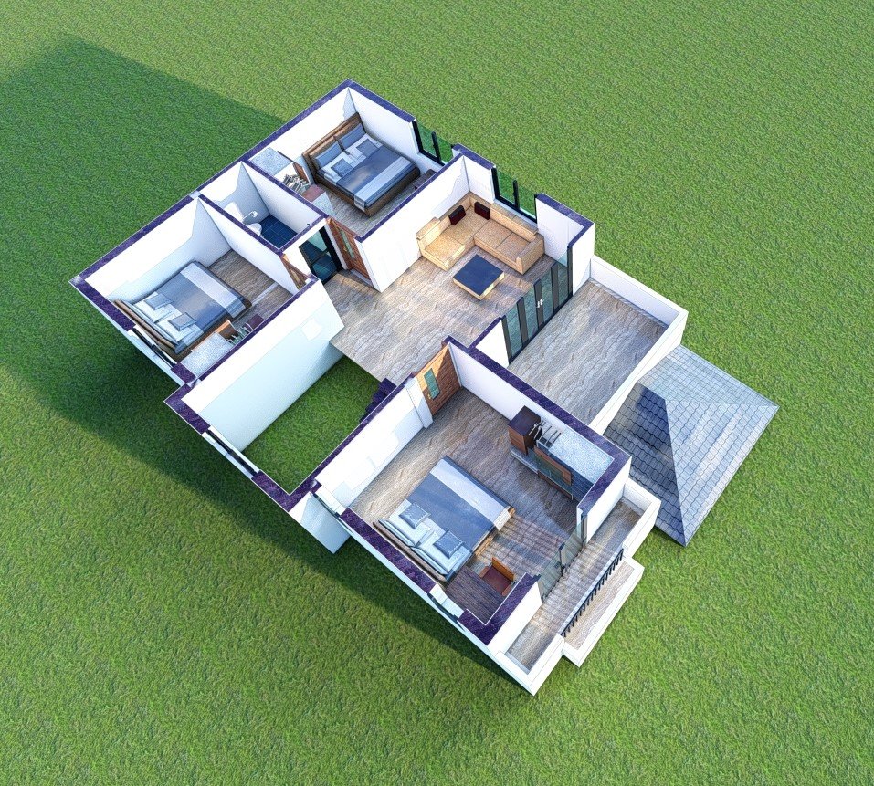 Bản vẽ 3D tầng 2