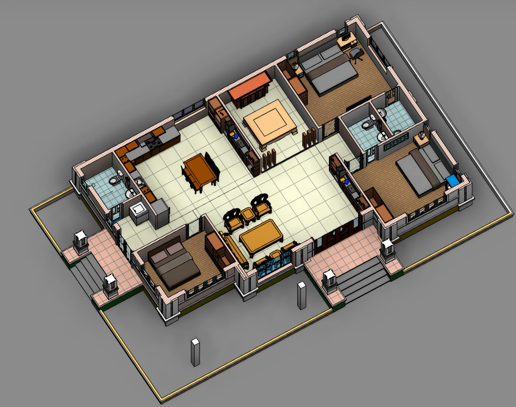 Thiết kế 3D của ng&ocirc;i nh&agrave;&nbsp;