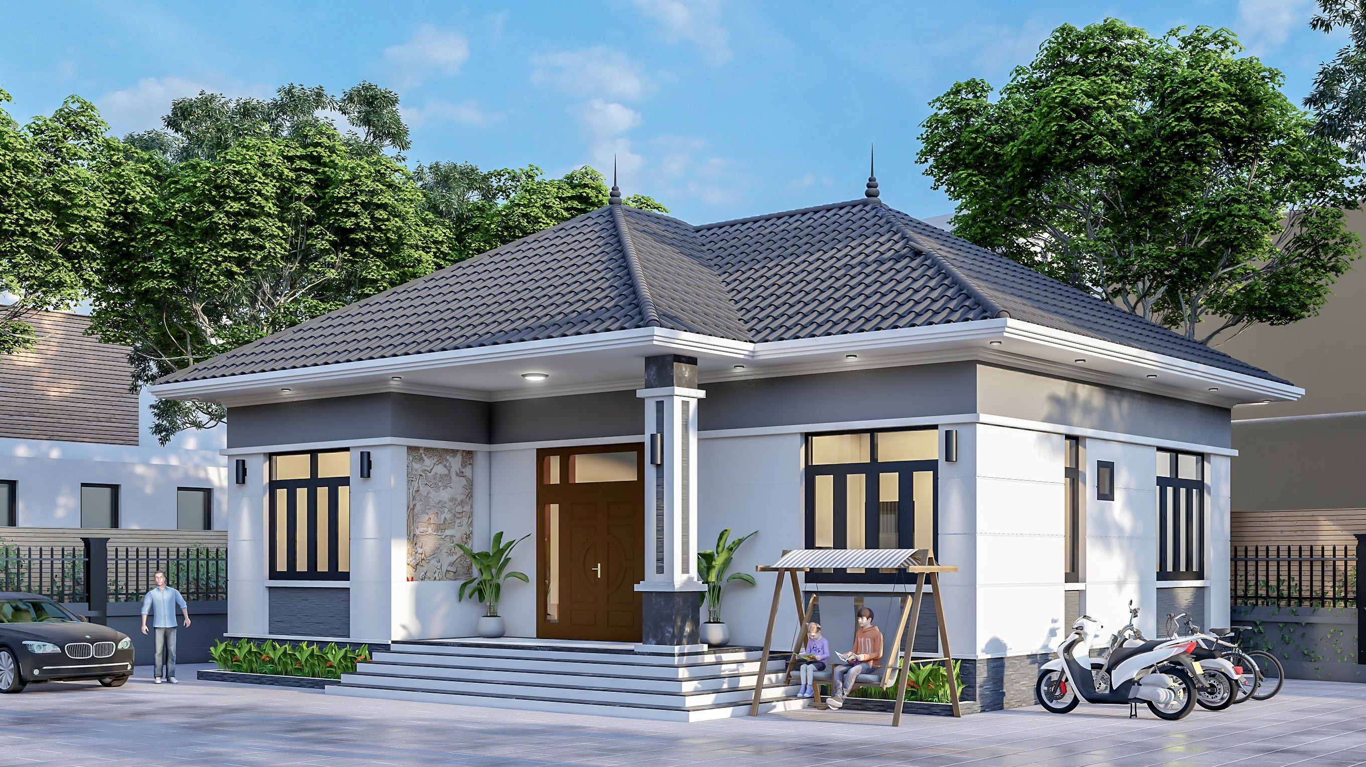Mặt tiền c&ocirc;ng tr&igrave;nh h&agrave;i ho&agrave;, đẹp mắt&nbsp;