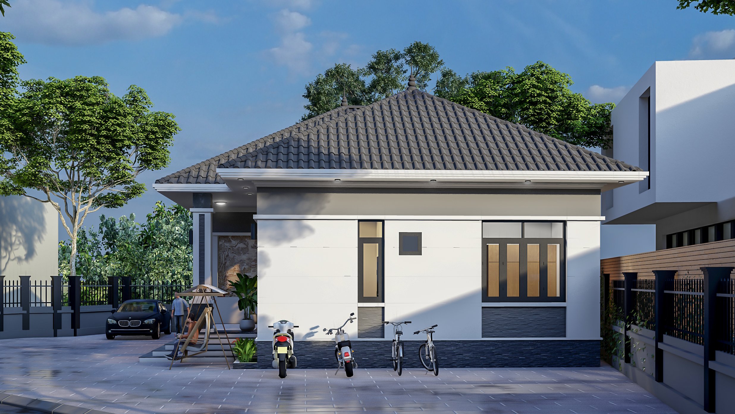 Hệ cửa kết hợp giữa cửa gỗ v&agrave; cửa k&iacute;nh nh&ocirc;m 